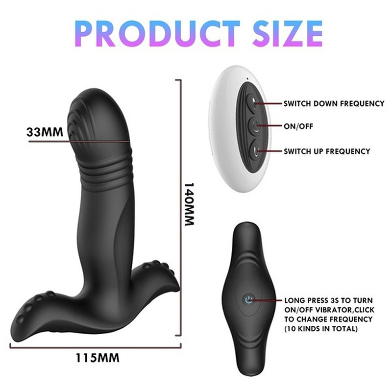 Vibrador de empuje de enchufe anal