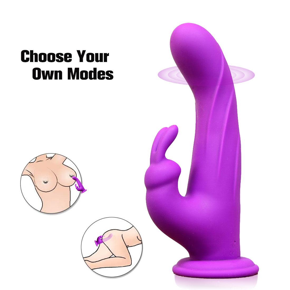 Nuevo vibrador de masturbación de conejo, estimulación del punto G, masaje de silicona líquida, vibrador de doble cabeza