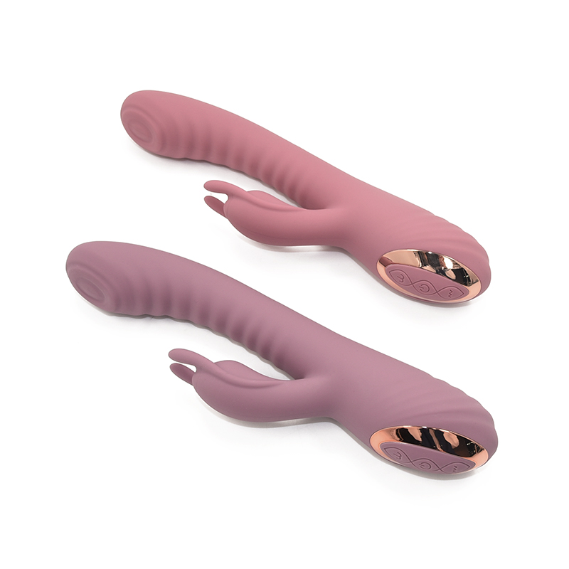 Patting potente motor elegante cuerpo seguro fabricación de silicona juguete adulto en vibrador de conejo a granel.